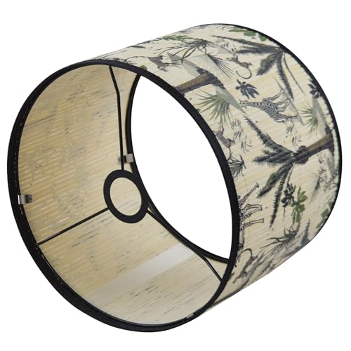 Bamboo Lamp Shade With Tropical Plants Chandelier Covers, Bohemian Farmhouse Drum Lamp Shade for Table Lamp Floor Lamp, Rustic Rattan Light Fixture for Bedroom Living Room (16x16x10 inch) - color: color5, size: 16*10