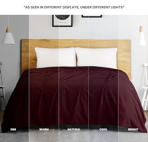 Utopia Bedding 100% Cotton Thermal Blanket Burgundy Twin Size Soft, Lightweight, Breathable, Cozy Spring and Summer Blanket for Couch and Sofa, Home Room Decor Gifts for Women and Men (90x72 Inches) - color: Burgundy, size: Twin