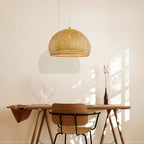 Arturesthome 23.6" Weaving Bamboo Pendant Light for Kitchen Island, Wicker Chandelier, Handmade Woven Hanging Ceiling Light Lampshade for Living Room Bedroom - size: B 23.6"*17.6"