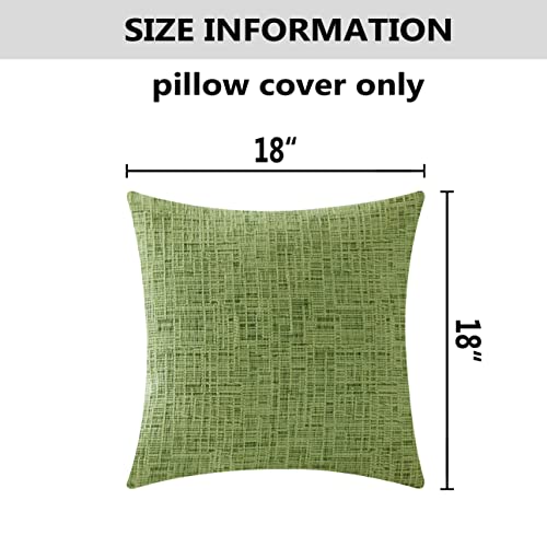Home Brilliant Pillow Covers 18x18 Accent Throw Pillow Covers Striped Chenille Velvet Cushion Cover for Couch Decor, 2 Pack, 18x18 inch (45cm), Apple Green - color: Apple Green, size: 18" x 18" (Pack of 2)