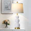 28" White Ceramic Table Lamp for Nightstand, Modern Bedside Table Lamp for Bedroom, Triple Gourd Lamp for Living Room End Table (1 Pack) - color: White - 28"H - 1 Pack