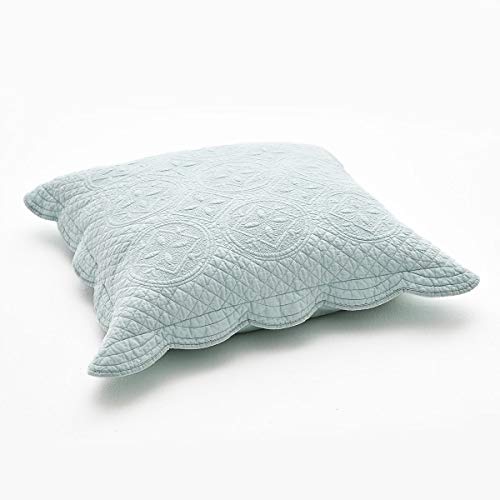 Calla Angel Sage Garden Luxury Pure Cotton Quilted Pillow Sham, Euro, 26x26, Light Aqua - color: Light Aqua, size: European