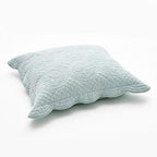 Calla Angel Sage Garden Luxury Pure Cotton Quilted Pillow Sham, Euro, 26x26, Light Aqua - color: Light Aqua, size: European