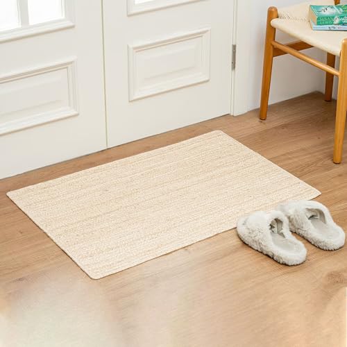 Shatex 2x3ft Handcrafted Braided Jute Rug, 100% Natural Jute Burlap Rug for Entryway and Hallway, Off-White - color: Off-white, size: 2' x 3' (Rectangular)