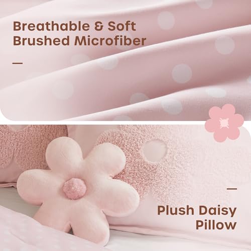 Intelligent Design Kids Queen Comforter Set for Girls, Tufted Chenille Floral Comforter Set Queen, Lightweight Polka Dot Comforter Reversible Bed Set, Sham, Pillow, Gracie, Full/Queen Pink 4 Piece - color: Pink, size: F/Q Comforter