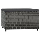 Gray Patio Footrest, Modern Outdoor Ottoman for Garden, Square Poly Rattan Woven Finish, Adjustable Feet, Weather-Resistant, 21.7 in. Wide Lounge Pouf