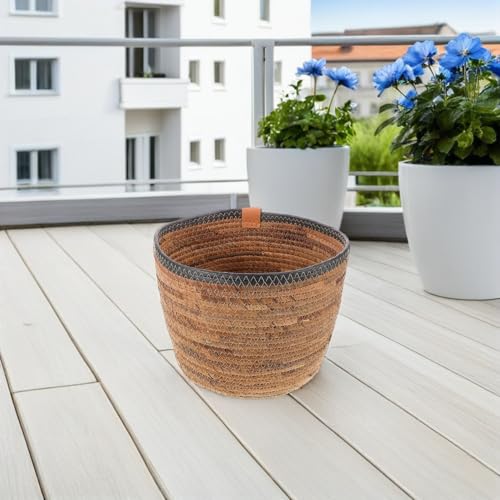 Woven Rattan Planter Basket Large Boho Rustic Floor Flower Pot Decorative Plant Container for Indoor Home Storage and Garden Organizer