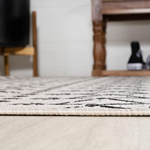 JONATHAN Y Moroccan Geometric Indoor Outdoor Square Area Rug 4X4 Cream/Black, Ourika Textured Weave for Backyard, Patio, Porch, Easy-Cleaning, High Traffic, Pet-Friendly, Non-Shedding (SMB108I-4SQ) - color: Cream/Black, size: 3'11" x 3'11" (Square)