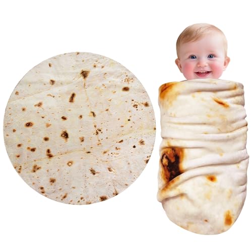 CASOFU Baby Burritos Swaddle Blanket, Tortilla Wrap Blankets Funny Gifts for Baby Shower Boy Girl Toddler Newborn, 285 GSM Soft Flannel Food Blanket White Elephant Gifts for Toddler (Beige, 36 inches) - color: Beige, size: 36 inches