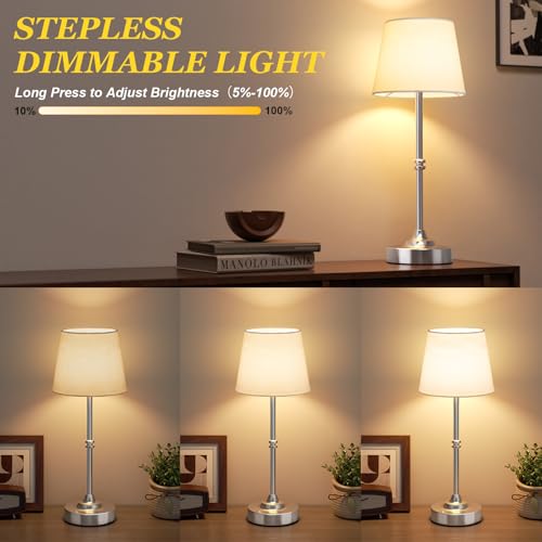 Kakanuo Rechargeable Cordless Table Lamp Silver - 1 Pack 4000mAh Battery Operated Lamp, 3000K Warm Light, Touch Control Stepless Dimming, for Bedside, Dining Table, Home Decor - color: Silver, size: 1 Pack - 15.6in