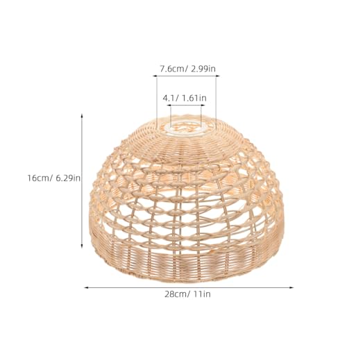 11" x 6.3" Natural Rattan Pendant Lamp Shade, Hand-Woven Wicker Replacement Lampshade with 1.61" Fitter for E26/E27 Base, Boho Coastal Hanging Light Cover for Kitchen Island, Dining Room, and Nursery