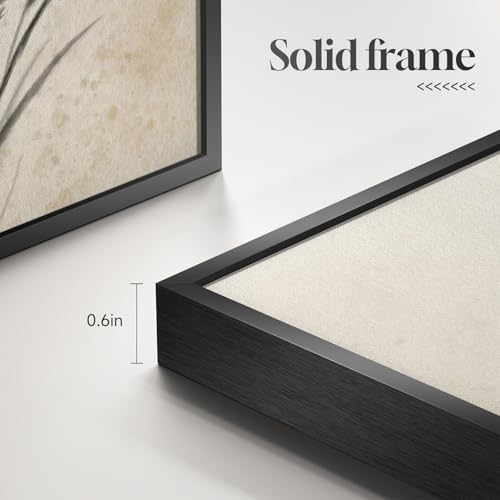 Framed Vintage Botanical Wall Art, 4 Piece Neutral Rustic Boho Floral Canvas Painting Prints for Modern Farmhouse, Black and White Flower Pictures for Living Room Bedroom Dining Room Wall Decor, 12x16 - color: Misty - Black Framed, size: 12" W x 16" H x 4