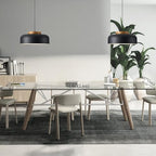 Modern Large Pendant Light Fixture, 17.7 inch,Natural Wood Cap, Matte Black Finish, Simple Pendant Lighting for Kitchen Island, Dining Room, Table - color: Black, size: 17.7 inches