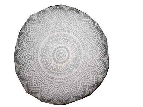 Large Round seat Floor Cushion Chair Ottoman Cover Pouf Pillow Meditation Floor Cushions for Adults Seating pouffe Ottoman Throw Covers Craft Room Furniture for Sitting Cover Silver, 32" Round - color: Silver, size: 32" Round