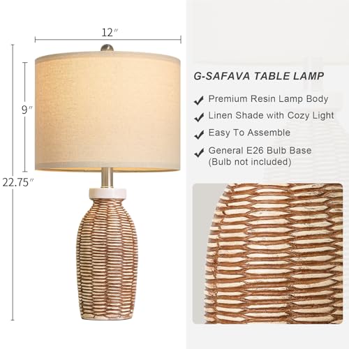 22.75" Table Lamps for Living Room Small Lamps for Bedroom Bedside Lamps Set of 2 Boho Lamps for Night Stands Nightstand Lamp Farmhouse Vintage Rustic Modern Side End Table Lamp Light Home Deco Gifts - color: Wood Grain