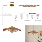 Boho Rattan 16-inch round Pendant Light E26 lamp holder,height adjustable Restaurant chandelier Rattan light fixture Chandelier Woven Hanging Light Fixture for Bedroom Entryway Kitchen Island - color: Light brown-10, size: 16-inch