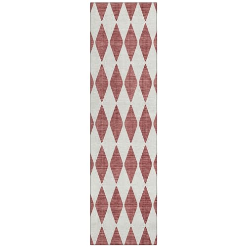 Addison Rugs Chantille ACN578 Burgundy 2'3" x 7'6" Indoor Outdoor Hallway Runner Rug, Stain Resistant Washable Kitchen Area Carpet for Bathroom, Laundry and Bedroom Rug - color: Burgundy, size: 2'3" x 7'6" (Runner)