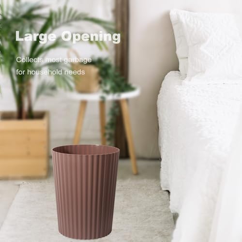 JiatuA Small Trash Can Plastic Wastebasket Round Garbage Container Bin for Bathroom, Kitchen, Bedroom, Home Office, College Dorm, Brown - color: Brown, size: 1.8 Gallons