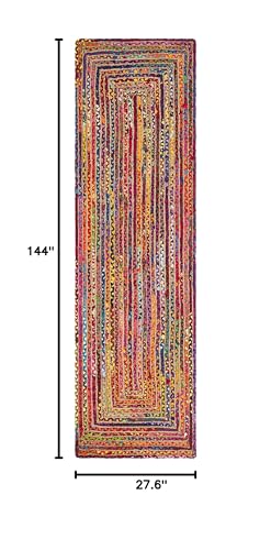 SAFAVIEH Cape Cod Collection Runner Rug - 2'3" x 12', Red & Multi, Handmade Jute & Cotton, Woven Braided Design (CAP202A) - color: Red/Multi, size: 2'3" x 12' (Runner)
