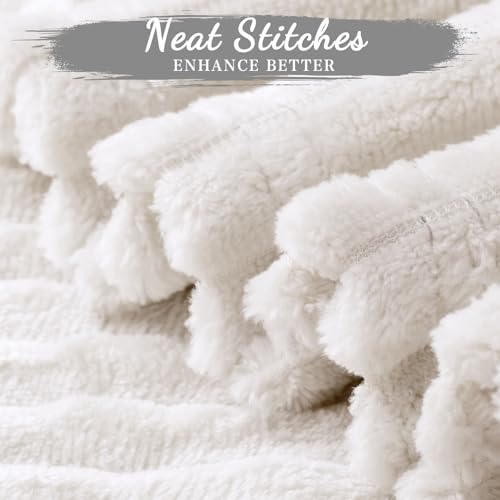Buryeah 12 Pcs Flannel Throw Blanket Bulk 50 x 60 in Sleepover Blanket Outdoor Wedding Throw Lightweight, Oeko-tex Standard 100 Certified for Sofa Homeless Gifts (Cream White) - color: Cream White