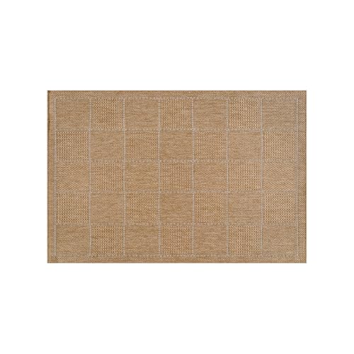 Beverly Rug Easy Jute Checkered Squared Entry Rug 2x3 Washable Durable Indoor Outdoor Area Rugs for Living Room Patio Office Stain Resistant Non Shedding Casual Indoor Outside Carpet 2 x 3 Natural - color: Squared/Natural, size: 2' x 3' (Rectangular)