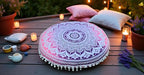 ICC Floor Pillows & Cushion Covers, Decorative Hippie Mandala Pouf Pillow Cover Bohemian Seating Meditation Cushion Cover, Large Boho Ottoman Case Pillowcase for Couch Pink Ombre, 32" Round - size: 32" x 32" (Pack of 1), style: Pink Ombre