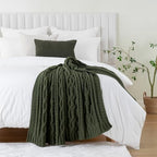 Battilo Olive Green Throw Blanket for Couch, Chunky Cable Knit Blanket, Woven Soft Cozy Chenille Throw Blanket for Bed, Sofa, Chair, Living Room, 51"x67" - color: Olive Green