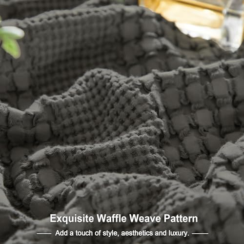 PHF 100% Cotton Waffle Pillow Shams Standard Size, 2 Pack 20" x 26" Soft Skin-Friendly Pillowcases, No Filling, Aesthetic Woven and Breathable Waffle Weave Pillow Case Covers for Bed, Charcoal Grey - color: Charcoal Grey, size: 26" x 20" (Pack of 2)