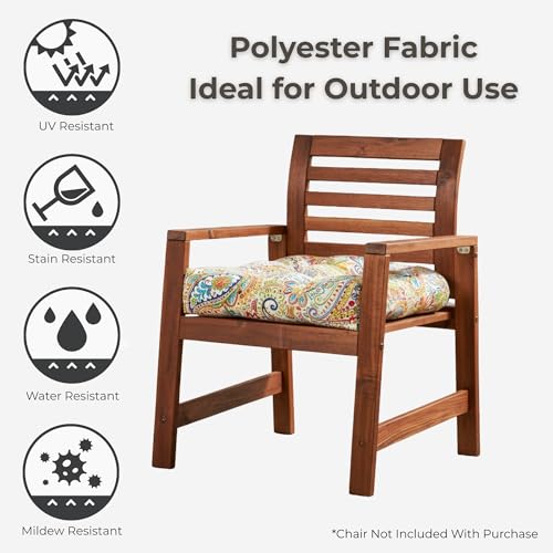 20x20 Square Tufted Outdoor Seat Cushion, Reversible Patio Chair Cushion with Ties, Durable Polyester Fabric, Eco-Friendly Recycled Fill, Weather-Resistant – Jamboree Paisley, Single