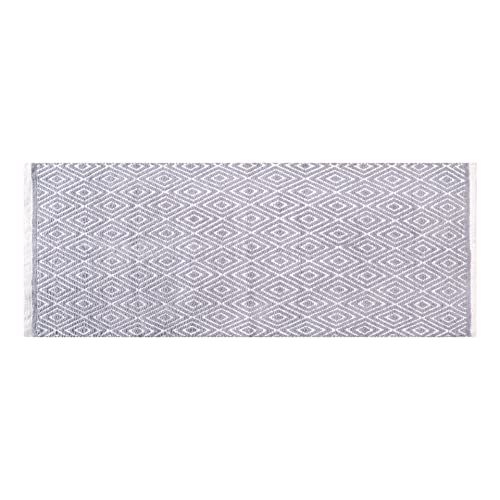 Ramanta Home 100% Cotton Diamond Handwoven Reversible Rug 24x60 Inch– Grey| Soft Washable Area Rug for Bathroom, Kitchen, Bedroom, Entryway | Durable Lightweight Handmade Accent Floor Mat | Boho Decor - color: Lt-grey, size: 24 x 60 inches