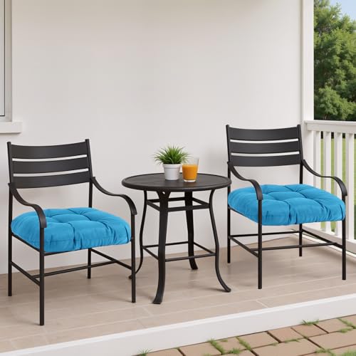 MTMR Water-Repellent Outdoor Chair Cushions Set of 2, 19”X19” Patio Chair Cushions with High Elasticity PP Cotton, Thick Tufted Outdoor Patio Furniture Cushions, Seat Cushions for Outdoor Furniture - color: Turquoise