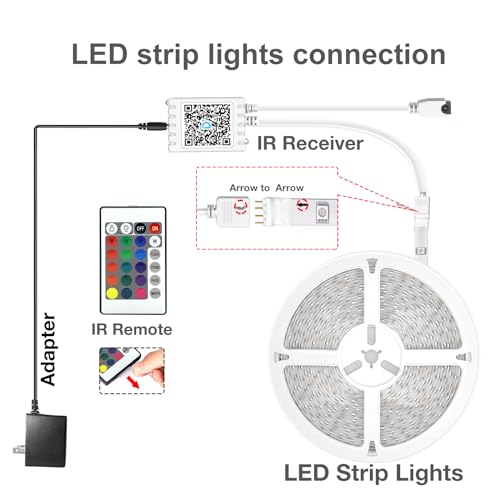 DAYBETTER Led Strip Lights 400 ft (4 Rolls of 100 ft) Color Changing Lights Strip for Bedroom, Desk, Indoor Room Bedroom Valentine Decor, with Remote and 24V Power Supply - size: 400FT