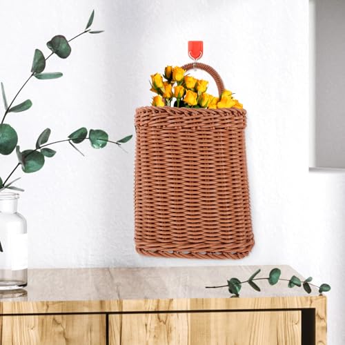 OSALADI Hanging Fruit Basket for Kitchen Wall Woven Storage Basket 11.02X7.08X11.41 Inch Vegetable Organizer with 2 Pack for Home and Outdoor Use
