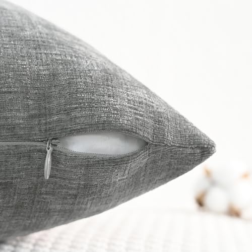 CaliTime Throw Pillow Covers Decorative 16 X 16 Inches Pack of 2 Cozy Chenille Cushion Cases for Couch Sofa Bed Living Room Home Medium Grey - color: Medium Grey, size: 16" x 16" (Pack of 2)