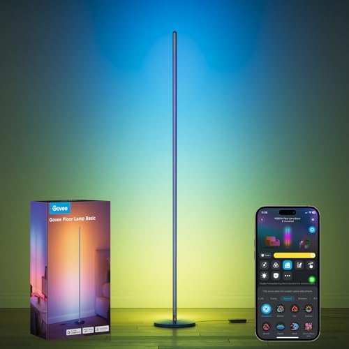 Govee RGBIC Floor Lamp Basic, 1000lm LED Corner Lamp Works with Alexa, Smart Modern Floor Lamp with Music Sync and 16 Million DIY Colors, Color Changing Standing Lamp for Bedroom Living Room Blue - color: Blue