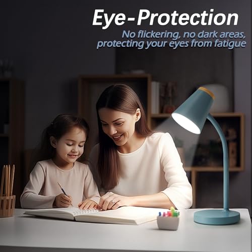 EJIAXIN Desk Lamps for Home Office - Small LED Desk Lamp Touch Dimmable Reading Light for College Dorm Room - Adjustable Flexible Gooseneck Table Lamp for Bedside Bedroom Nightstand Blue - color: Blue