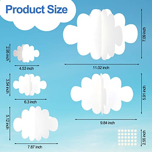 Ayfjovs 10 PCS 3D Cloud Decorations - White Hanging Clouds for Ceiling, Party Decorations, Ornaments, Wedding, Nursery, Children Room, Baby Baptism Party - style: 3D Style-10pcs