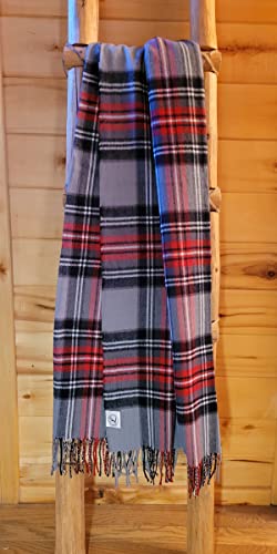 CHEF L HOME & KITCHEN Lightwight Throw Gray/RED Plaid with Tassels/Fringe- 60" x 50" - color: Gray