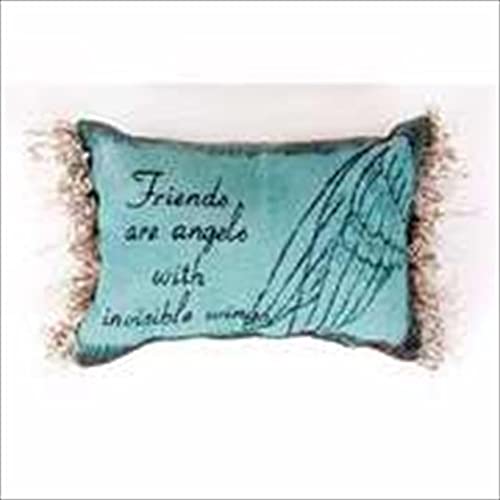 Manual 12.5 x 8.5-Inch Decorative Embroidered Word Pillow with Fringe, Friends are Angels