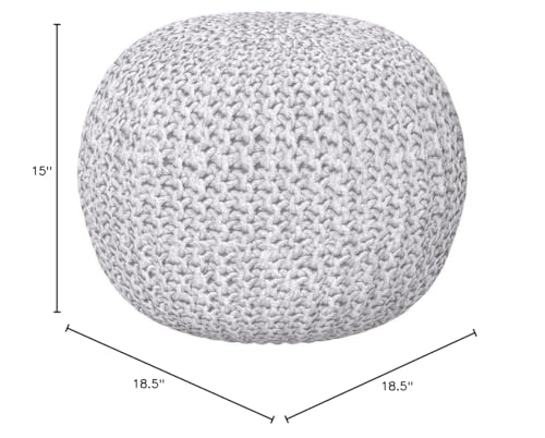 BIRDROCK HOME Round Pouf Ottoman Foot Rest - 18.5”x18.5”x15” Boho Compact Comfortable Soft Cotton Braided Foot Stool with Bean Bag Filling for Living Room, Bedroom, or Nursery (Ivory) - color: Cream