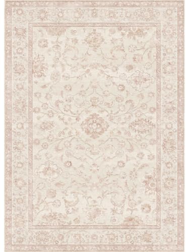 2x3 Pink Washable Area Rug for Living Room Bedroom Neutral Soft Floral Non Slip Thin Throw Rug Lightweight Vintage Low Pile Distressed Doormat Entrance Dinning Laundry Room Kitchen Foyer - color: Pink, size: 2'x3'