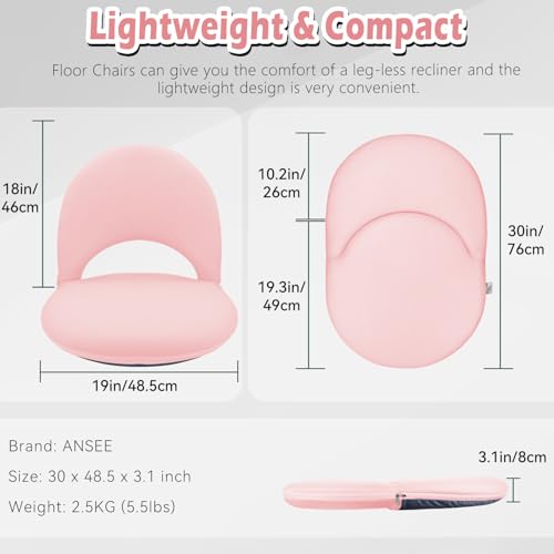Floor Chair Floor Cushion Folding Padded Gaming Chair Adjustable 5-Position Floor Seat with Back Support for Kids Adult Great for Gaming Reading Meditating - color: Pink
