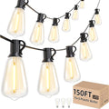 Svater Outdoor String Lights 150 FT, Waterproof Outside Light 78 Bulbs | Patio Hanging Lighting, Connectable For Bistro Cafe Market Backyard, Shatterproof ST38 Dimmable Edison LED Bulb, 2700K - size: 150FT