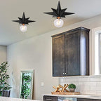2 Pack Black Flush Mount Ceiling Light - 11.8 inch Star Lights Fixture Hallway Lighting Fixtures Ceiling Flush Mount Light Fixture for Kitchen Bathroom Bedroom Laundry Room (Bulb not included) - color: 2 Pcs Black Ceiling Light