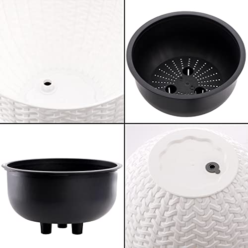 Foraineam 10.2 Inch Dual-pots Design Hanging Basket Planters Self-Watering Indoor Outdoor Hanging Flower Plant Pot with Drainer and Chain (White) (Pack of 3) - size: 10.2” (Pack of 3)