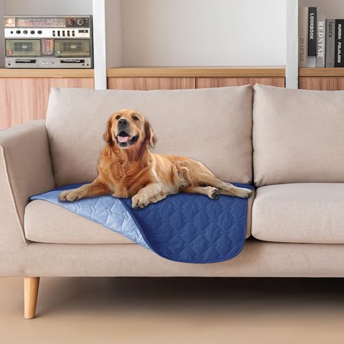 gogobunny 100% Double Sided Waterproof Dog Blanket Soft Pet Bed Cover Reversible Protect Furniture Couch Sofa Car for Puppy Large Dog Cat (Dark Navy/Light Navy, 30x30 Inch (Pack of 1)) - color: Dark Navy/Light Navy, size: 30x30 Inch (Pack of 1)