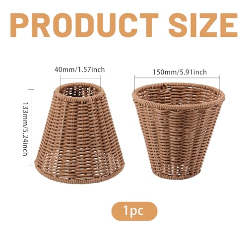 Clip-On Chandelier Lamp Shades Cone Imitation Rattan Lamp Shades Replacement Clip on Lamp Shade for Floor Lamp Pendant Light Wall Sconces, Camel, 5.9in diameter - color: Camel