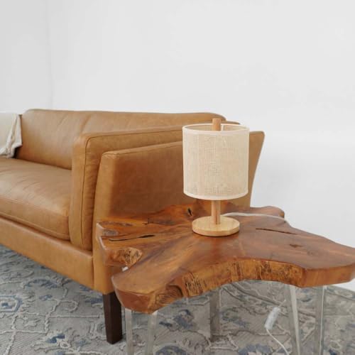 Modern Natural Oak Wood Table Lamp US Warehouse Linen Shade Paper Rattan Weave Base Bedroom Living Room Office Reading