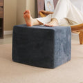 Tiita Stuffed Pouf Ottoman, Square Foot Stool Fluffy Floor Poufs Chair for Living Room Bedroom, Filled Boho Foot Rest for Couch, Blue-Grey - color: Square Blue-grey