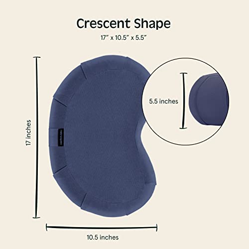 Retrospec Sedona Zafu Meditation Cushion with Buckwheat Hull Fill - Adjustable Yoga & Pilates Equipment Support - 17in Crescent Cotton Cover - color: Midnight, size: 1 Count (Pack of 1)